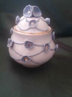 Porcelain sugar bowl decorated with blue dawns
