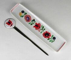 1P324 Régi Hollóházi porcelán íróasztali kellék levélnyitó kés