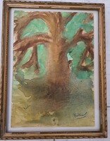 Szentendre painter: old wood painting sketch 2 pcs.