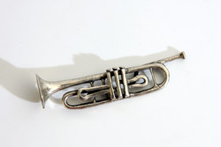 Silver trumpet mini instrument 5cm | miniature trombone tuba
