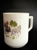 Zsolnay showcase fairy tale scene children's mug Red and the Wolf