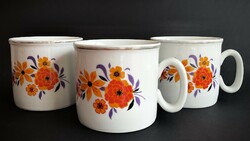 Zsolnay 3 mugs with orange flowers