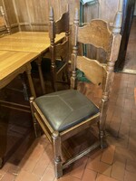 Solid oak dining chair with leather seat