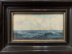Karácsony SALE / 19. századi festmény: Háborgó tenger olaj-fa 1870-1880 körül