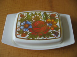 Retro floral plastic butter dish w. Germany