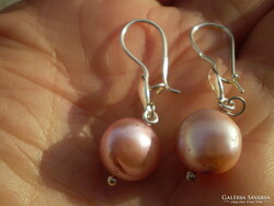 Silver earrings with large freshwater pearls