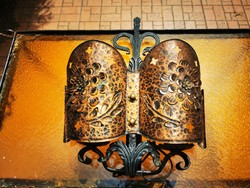 Wrought iron-red copper wall arms