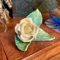 Antique Herend rose, yellow porcelain rose Herend, perfect! Table decoration romantic object flower