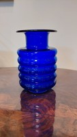 Retro cobalt blue glass vase, designed by Marita Voigt, ddr