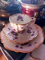 Ibolyaminrás biedermeier porcelán teás készlet