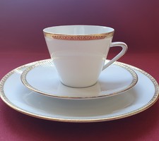 Seltmann Weiden Bavaria német porcelán reggeliző szett kávés teás csésze csészealj kistányér arany