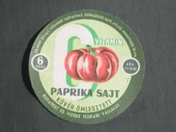 Sajt címke, Magyar tejüzemek, Budapest,Pécs tejüzem, C vitamin paprika sajt,  10.80 Ft