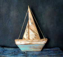 Wooden sailboat - sailboat, rustic wooden decoration - home, gift idea, miniature, boat (3)