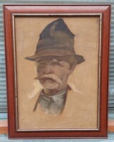 Kalapos férfi portré festmény