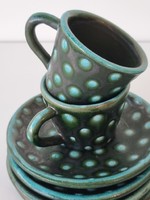 Vintage Industrial Ceramic Coffee Set - 6 Persons