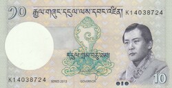 Bhután 10 ngultrum, 2013, UNC bankjegy
