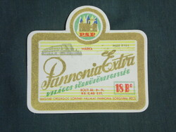 Beer label, Pécs pannonia brewery, pannonia extra light beer