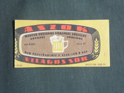 Beer label, Sopron brewery, Aces light beer