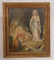 Antique picture frame photo frame painting frame . Lourdes mària special antique saint picture print 1800s