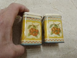 Old retro small metal spice boxes. 2 together.