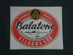 Beer label, Nagykanizsa brewery, Balaton light beer