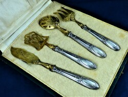 Amazing antique silver dessert cutlery set, French, ca. 1890!!!