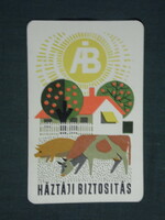 Kártyanaptár, Állami Biztosító, háztáji biztosítás, grafikai rajzos,malac,tehén, 1964 ,  (1)