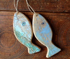 Wooden fish - rustic wooden decoration - home, gift idea, miniature, fishing gift