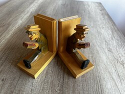 Pair of wooden bookends.