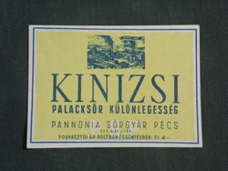 Beer label, Pannonia brewery Pécs, Kiniz beer