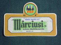 Sör címke, Pannonia sörgyár Pécs, Márciusi sör