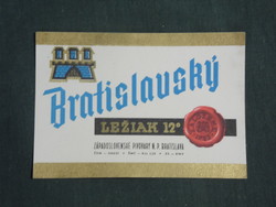Beer label, Bratislava brewery, Bratislava beer
