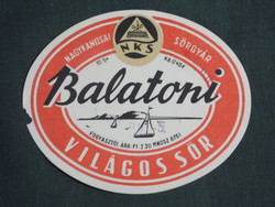 Sör címke, Nagykanizsa sörgyár, Balatoni világos sör
