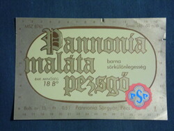 Beer label, Pannonia brewery Pécs, Pannonia malt sparkling brown beer
