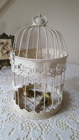 Decorative metal cage with two gift birds