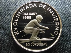Nicaragua XV. Téli Olimpia Calgary 1988 .825 ezüst 50 cordoba 1988 PP (id66336)