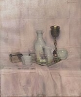János Pentelei miller - still life with cup and dishes