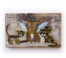 Little tiger - rustic wood decoration - tiger - angel - children's room wall decoration, gift idea - Christmas