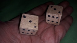Antique large hand-made wooden dice, pair of 2 in one, as shown in the pictures