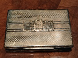 Budapest country house relief silver-plated alpaca music box can also be used as a card cigarette jewelry holder