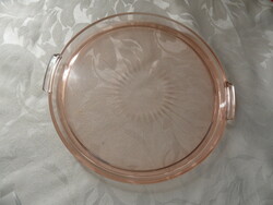 Art deco pink round glass tray
