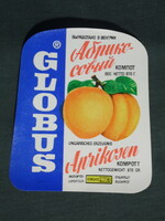 Canned preserves label, Hungarian canning factory, globus peach preserves