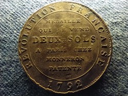 Franciaország 2 sol érem 1792 bronz 32mm (id66143)