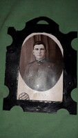 Antique ii.V.H.Katona photo - postcard in lead mourning frame - frill studio gift according to the pictures