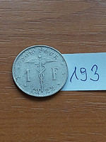 Belgium belgique 1 franc 1922 bon pour, nickel, i. King Albert 193