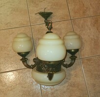 3-branch antique glass chandelier