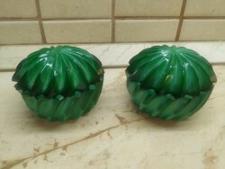 Zöld vastag üveg bonbonier, ékszertartó 2 db eladó!