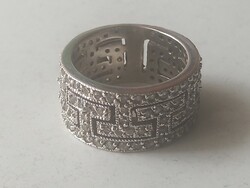 Women's round silver ring with stones