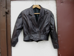 Retro black nappa leather women's jacket, blazer