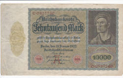 Ten thousand mark banknote Berlin 1922; large font